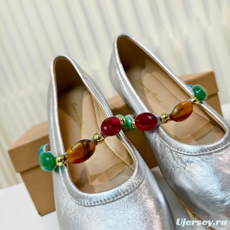 Gianvito Rossi Bohemian Style Turquoise Flat Ballet Shoes - LY00320