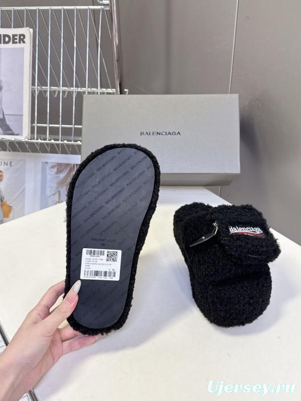 Balenciaga 2025/SS Couple Edition Coca-Cola Logo Furry Slippers - KFY00230