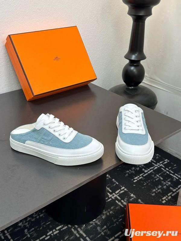 Hermès Deep Series Couple's White Sneakers Casual Skate Shoes - AS00320