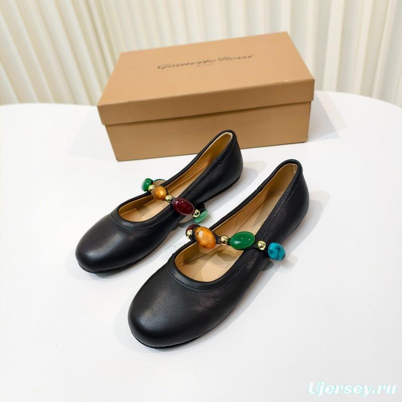 Gianvito Rossi Bohemian Style Turquoise Flat Ballet Shoes - LY00320