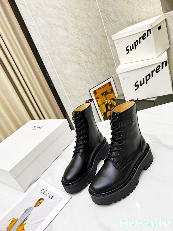 CELINE Triomphe Thin Strap Platform Ankle Boots - L Y00320