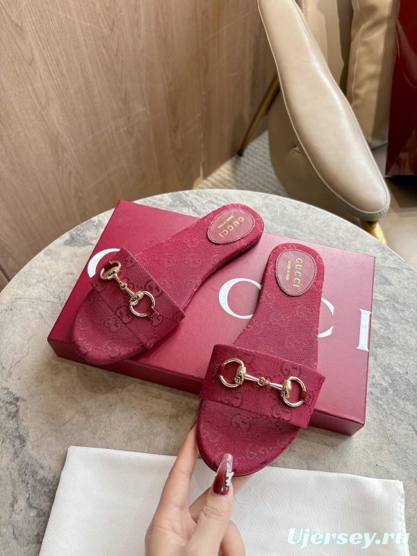 Gucci 2025/SS Leather Mule Sandals with Light Gold Horsebit Detail - LY00280