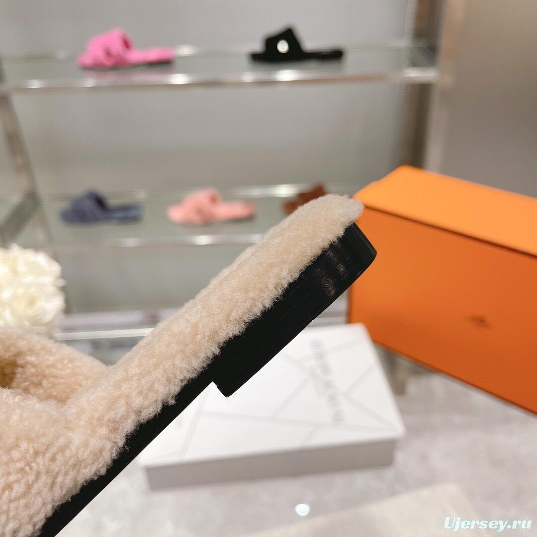 H Home Love Teddy Wool H Slippers Flat Sole Winter - LY00240