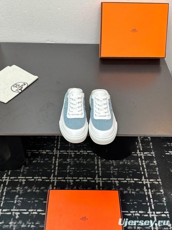 Hermès Deep Series Couple's White Sneakers Casual Skate Shoes - AS00320