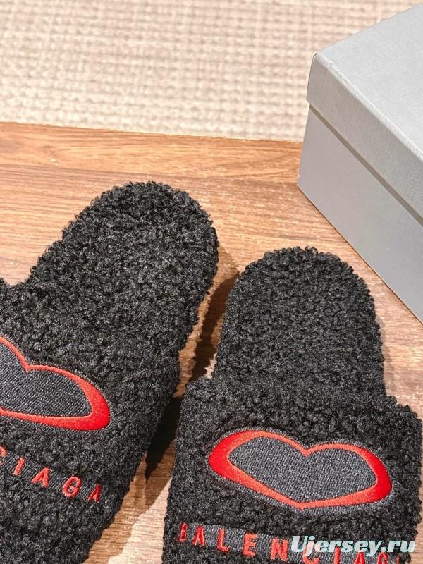 Balenciaga Paris World Limited Edition Series Embroidered Platform Shearling Slippers - AS00200