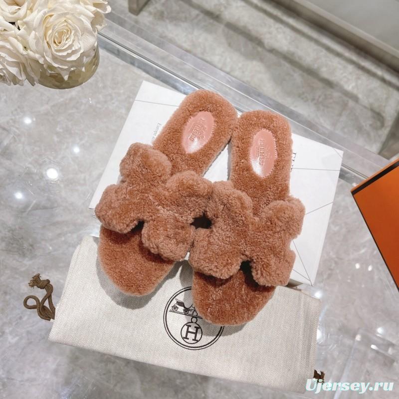 H Teddy Wool Flat Slippers for Autumn/Winter - LY00240