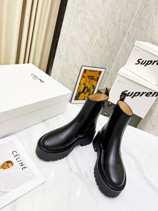 Celine 2025/ss Triomphe Side Zipper Ankle Boots - L Y00320
