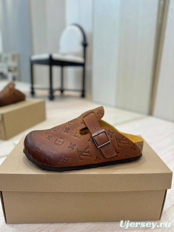 Louis Vuitton Louis Vuitton × BIRKENSTOCK Boston Closed-Toe Soft Sole Mule Slippers - KFY00300