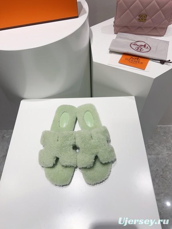 H Teddy Wool H Slippers Flat Sole Winter Edition - LY00240