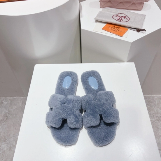 H Teddy Wool H Slippers Flat Sole Winter Edition - LY00240
