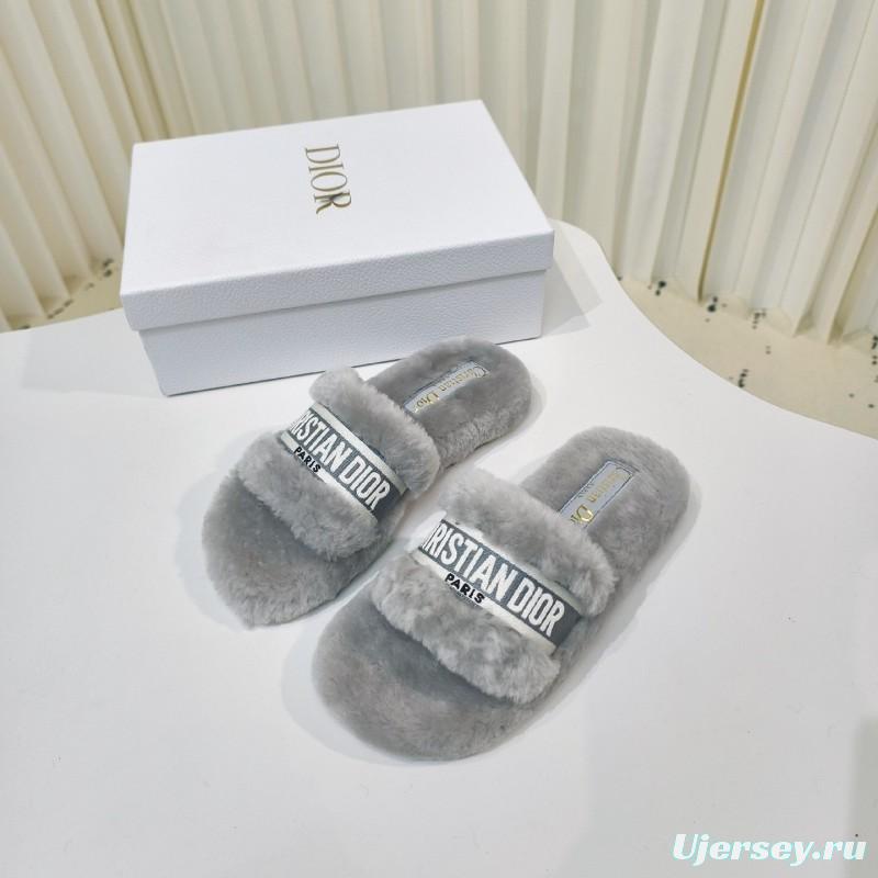 Dior Metal Buckle Wool Slippers Collection - LY00280