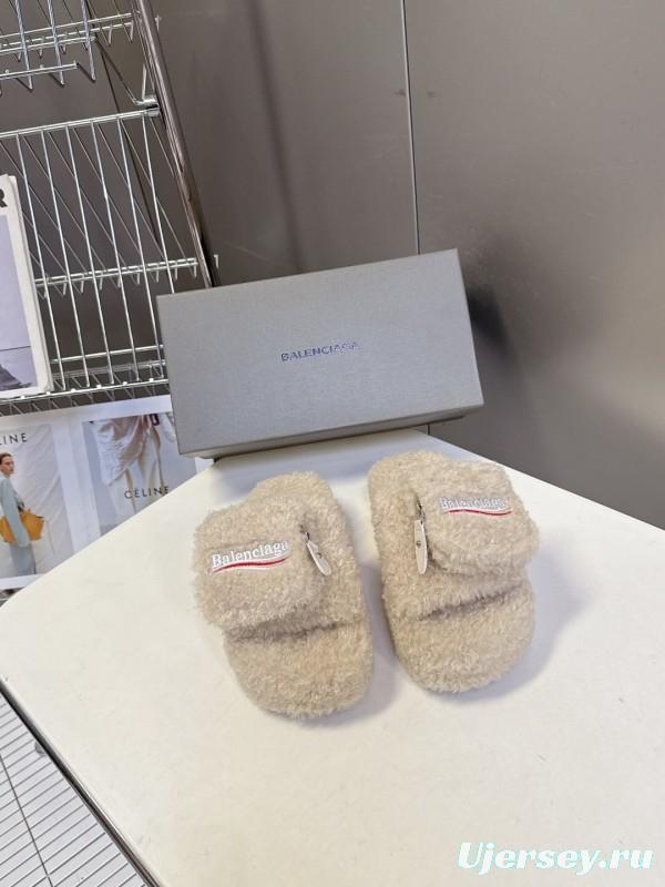 Balenciaga 2025 SS Couple Edition Coca-Cola Fur Slides - KFY00230