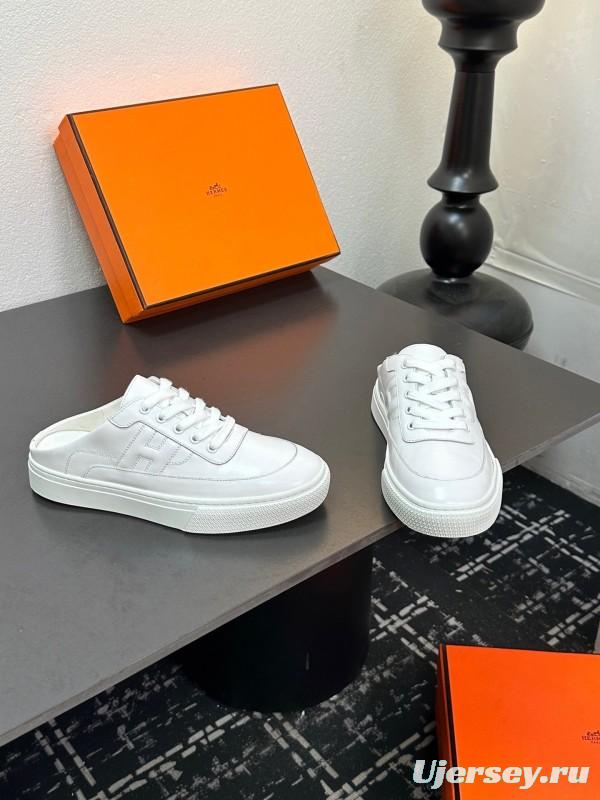 Hermès Deep Series Couple White Sneakers Casual Skate Shoes - AS00320