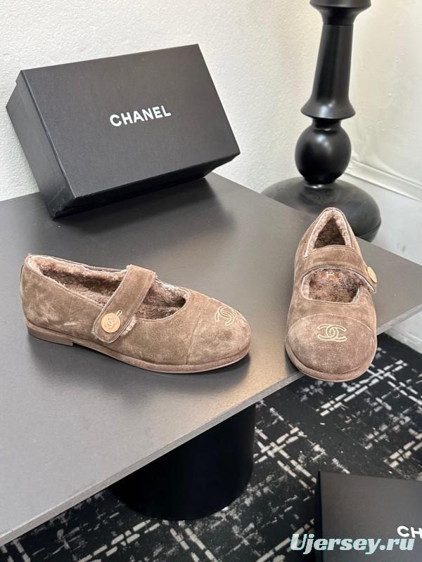 Chanel 2025/SS Autumn Winter New French Mary Jane Shoes Fur Shoes - KFY00300