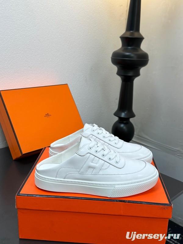 Hermès Deep Series Couple White Sneakers Casual Skate Shoes - AS00320