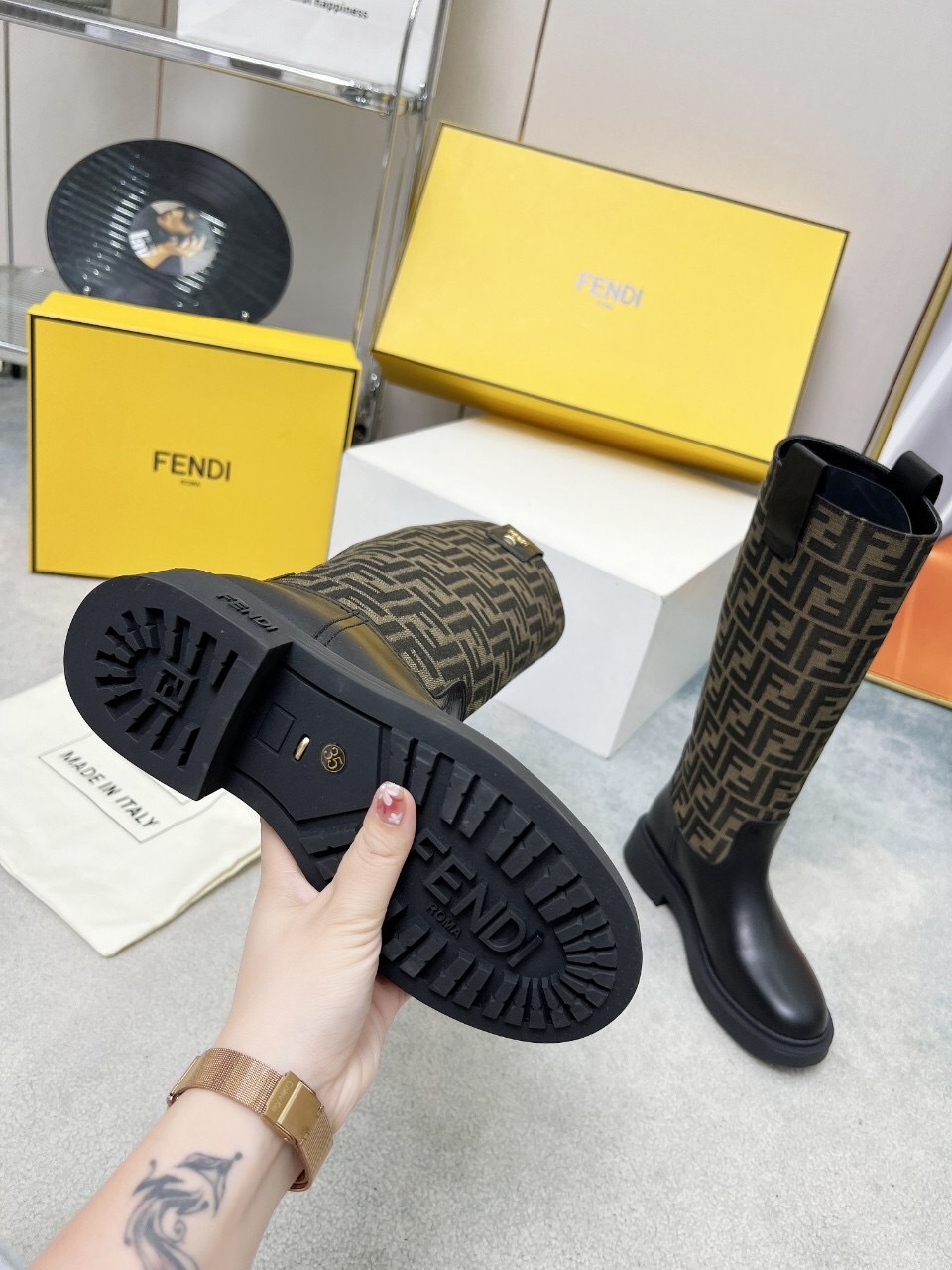 FENDI 2025/SS Fall Winter Monogram Platform High Boots - LY00400