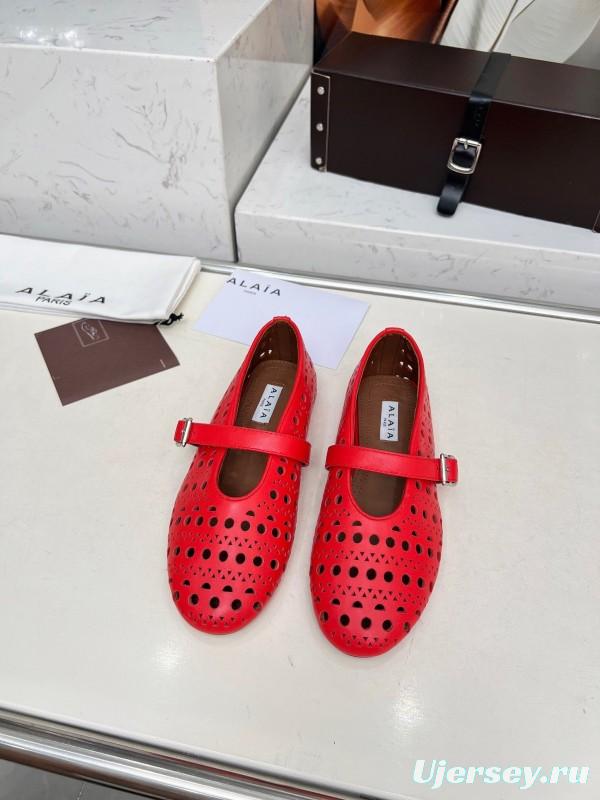 Alaia 2025/SS Perforated Ballet Flats - LY00320