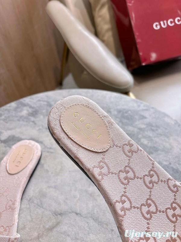 Gucci 2025/SS Leather Mule Sandals with Light Gold Hardware - LY00280