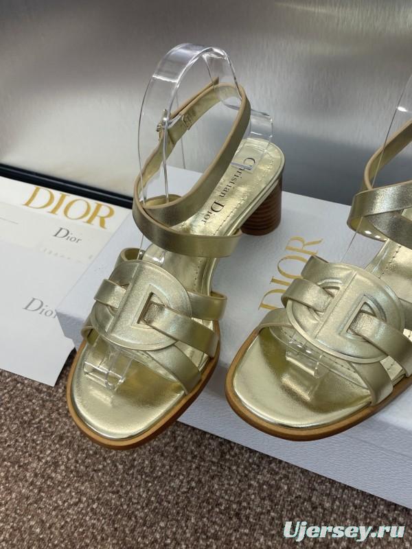 Dior D-Club Jelly Color Hollow Layered Cross Strap Mid Heel Women Shoes - KFY00290