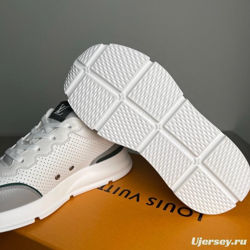 Lv Classic Leather Round Toe Lace-Up Low Top Casual Shoes - YC