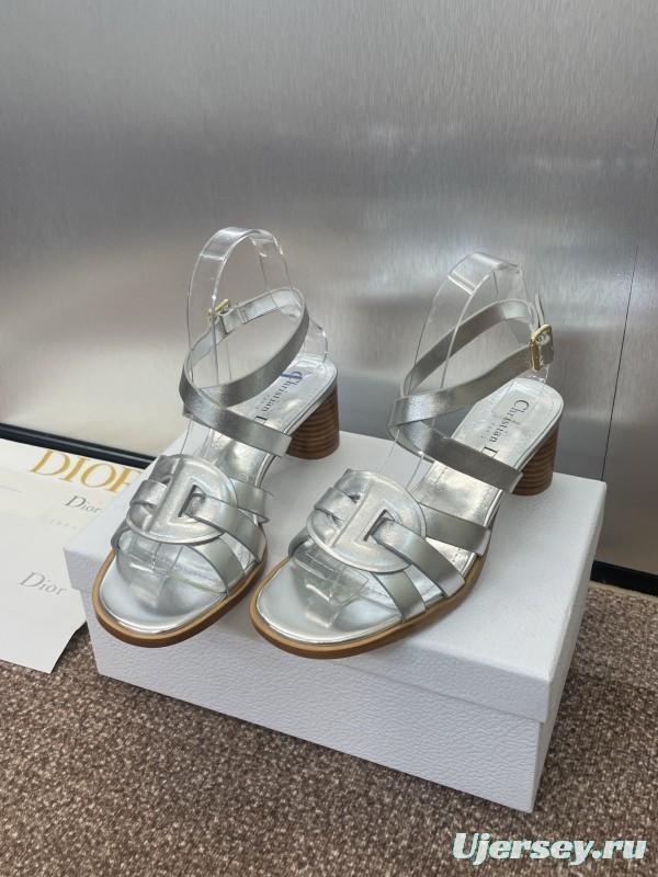 Dior D-Club Jelly Color Hollow Layered Cross Strap Mid Heel Women Shoes - KFY00290