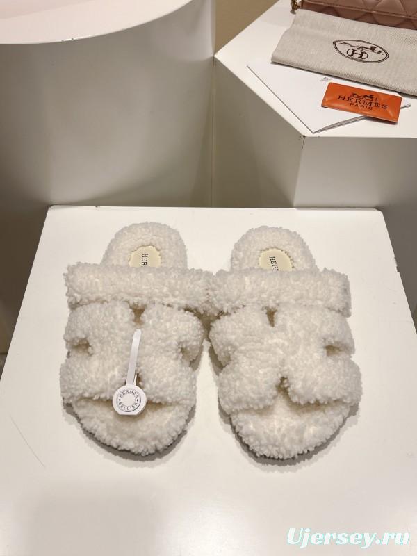 H Love Second Uncle Full Fur Slides Grain Fur Style - LY00300