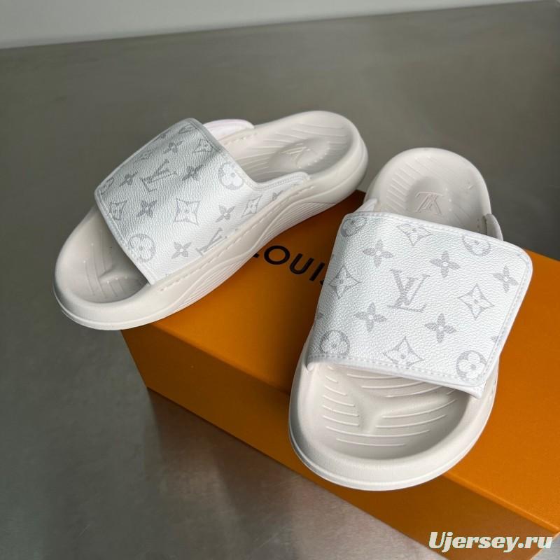 Louis Vuitton Miami Mule Slippers with Hook and Loop Closure - YC