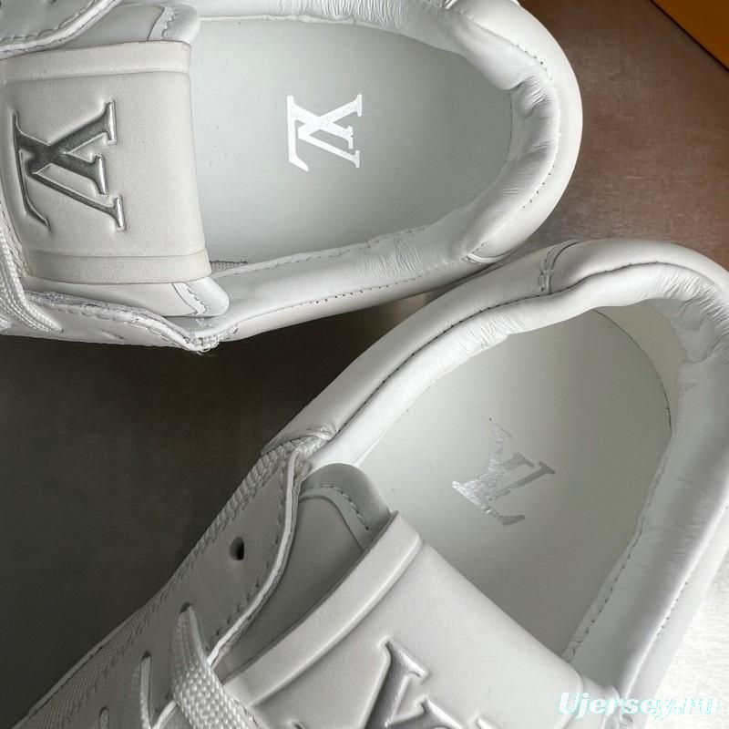 Louis Vuitton Run Away Leather Round Toe Lace-Up Low Top Casual Shoes - YC