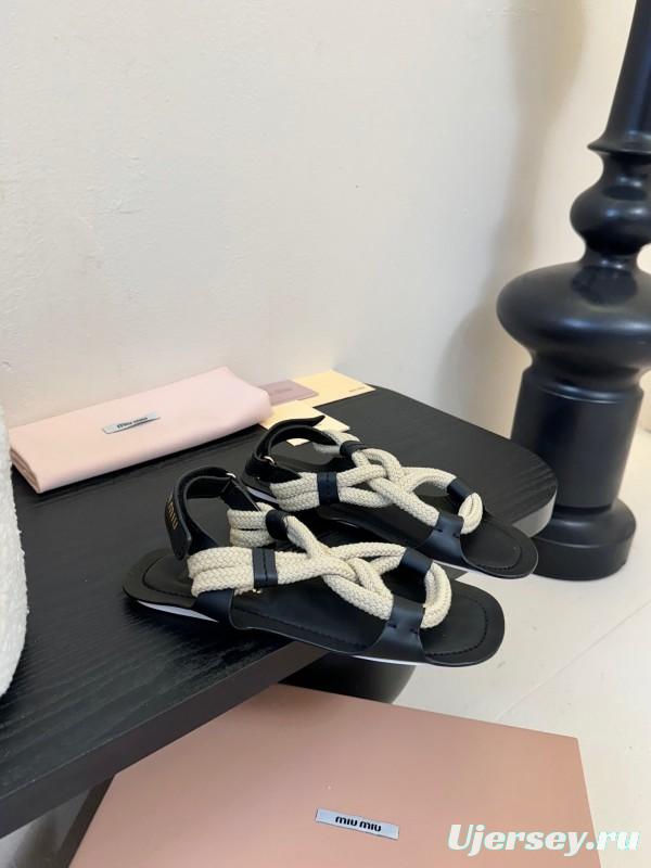 Miu 2025/SS Fashion Week Rope Woven Sandals - KFY00330