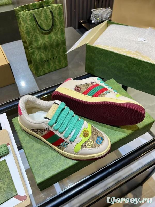 Gucci Distressed Sneakers 2025 SS Retro Design with Metal GG Logo - AS00270