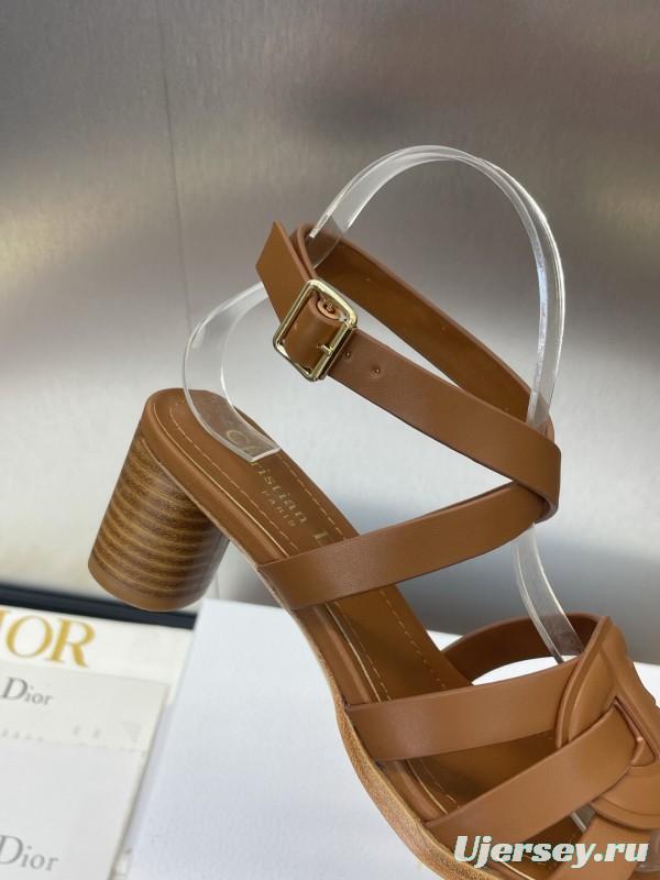 Dior D-Club Jelly Color Hollow Layered Cross Strap Mid Heel Women Shoes - KFY00290