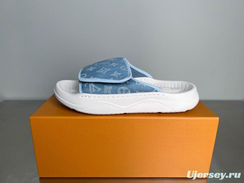 Louis Vuitton Miami Mule Slippers with Hook-and-Loop Strap - YC