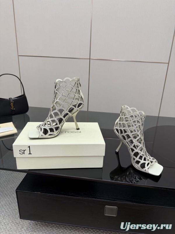 Sergio Rossi Mermaid Sandals 2025 SS Collection Elegant Fishnet High Heels - KFY00470