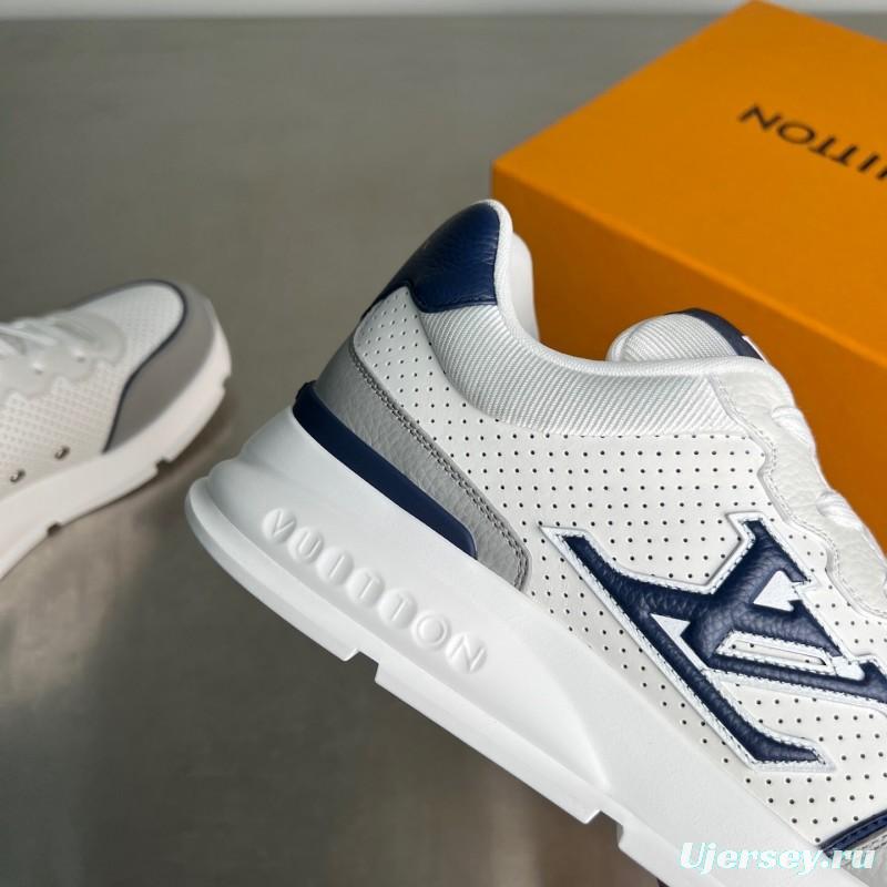 Lv Classic Leather Round Toe Lace-Up Low Top Casual Shoes - YC