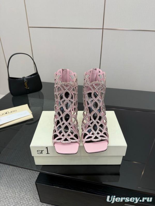 Sergio Rossi Mermaid Sandals 2025 SS Collection Elegant Fishnet High Heels - KFY00470