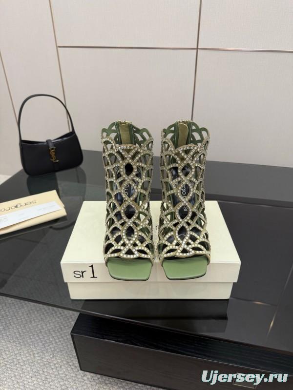 Sergio Rossi Mermaid Sandals 2025 SS Collection Elegant Fishnet High Heels - KFY00470