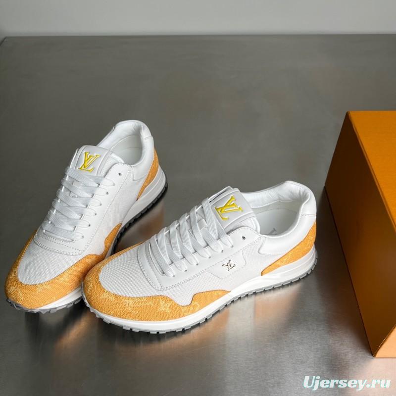 Lv Run Away Calfskin Leather Round Toe Lace-Up Low Top Casual Shoes Men's - YC