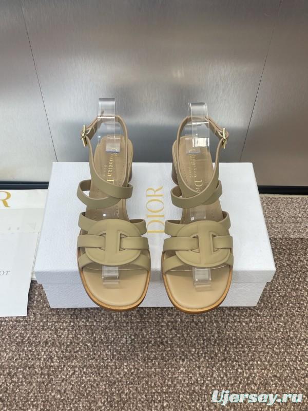 Dior D-Club Jelly Color Hollow Layered Cross Strap Mid Heel Women's Shoes - KFY00290