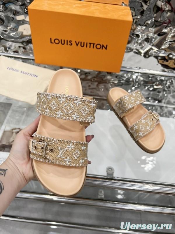 Louis Vuitton 2025 Spring/Summer New Slippers with Embroidered Design and 4cm Platform - LY00250