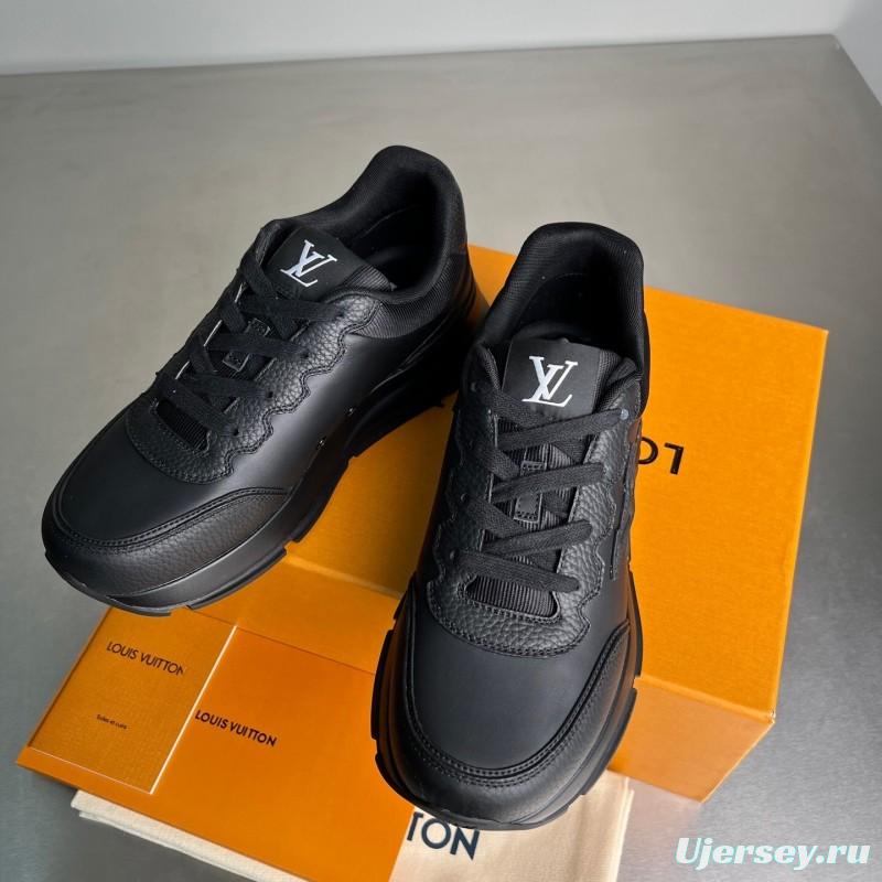 Lv Classic Leather Round Toe Lace-Up Low Top Casual Shoes - YC