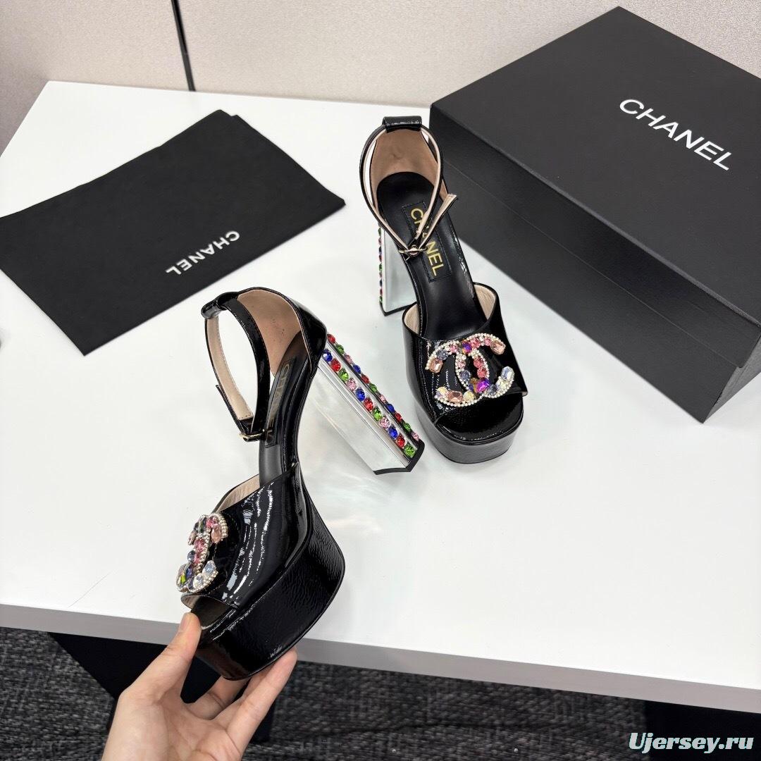 Adidas 2025/SS Glam Rock Chunky Heel Square Toe Platform Back Strap Sandals - KFY00350