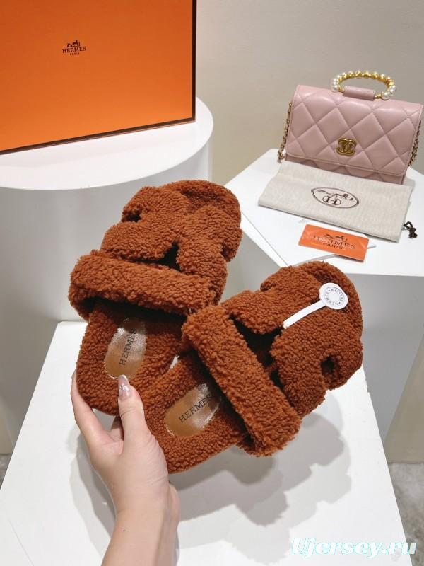 H Love Uncle Full Fur Slippers with Grain Fur Texture - LY00300