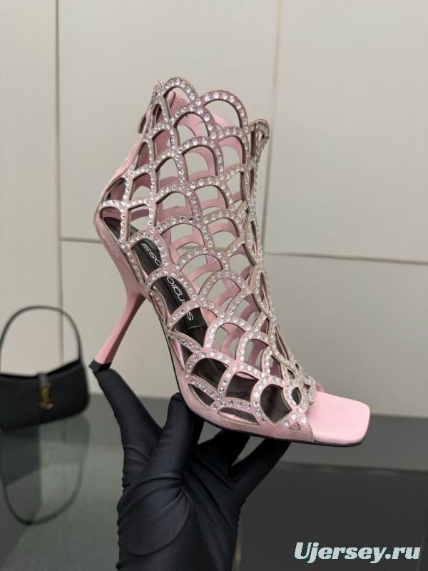 Sergio Rossi Mermaid Sandals 2025 SS Collection Elegant Fishnet High Heels - KFY00470