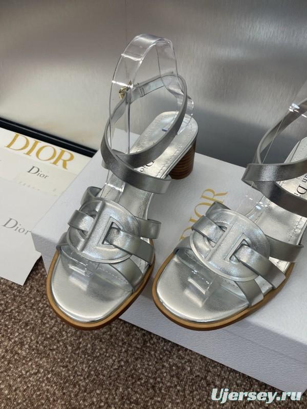 Dior D-Club Jelly Color Hollow Layered Cross Strap Mid Heel Women Shoes - KFY00290
