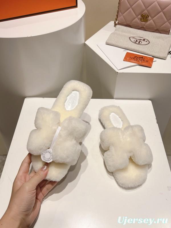 Hermès 2025 SS Love Fur Slippers Flat Sole Autumn Winter Collection - LY00240
