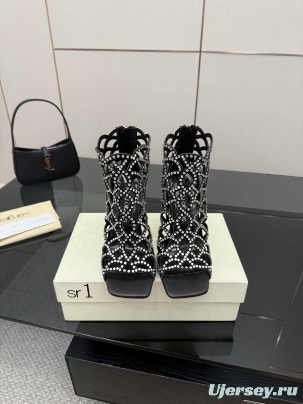 Sergio Rossi Mermaid Sandals 2025 SS Collection Fishnet High Heels - KFY00470