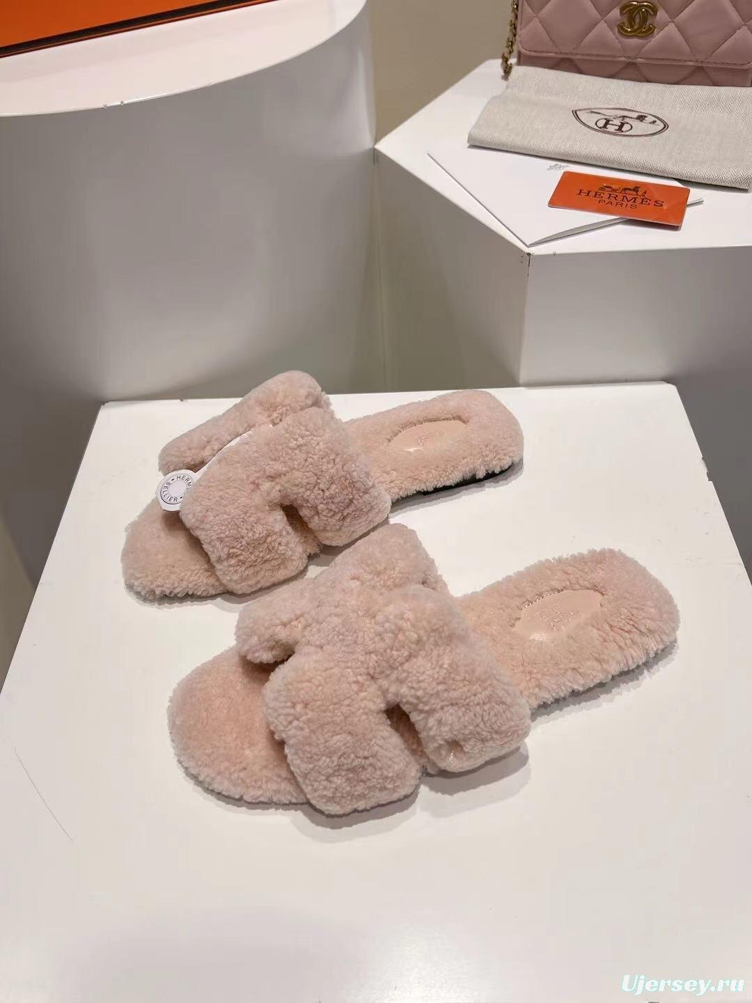 Hermès Teddy Wool Flat Slippers for Autumn/Winter - LY00240