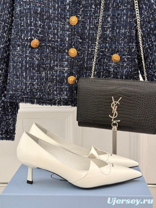 PRADA 2025/SS Catwalk Pointed Toe Kitten Heel Single Shoes - KFY00310