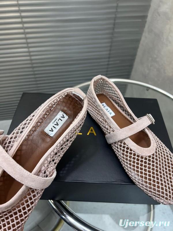 ALAIA 2025 Spring Summer Collection New Color Net Flat Sandals - KFY00270