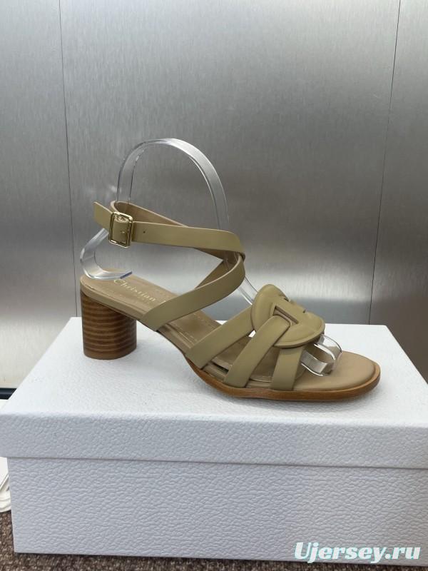 Dior D-Club Jelly Color Hollow Layered Cross Strap Mid Heel Women's Shoes - KFY00290